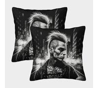 QBIREX Fundas de Almohada cuadradas con diseño de Punk Callejero para Sala de Estar, Paquete de 2, 50 x 50 cm