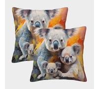QBIREX Fundas de Almohada extragrandes con diseño de Koala navideño, cuadradas, súper Suaves y acogedoras, Regalo para niños, Viajes, 45 x 45 cm