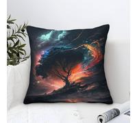 QBIREX Fundas de cojín con diseño de paisajes de fantasía Coloridos, decoración navideña, 45 x 45 cm
