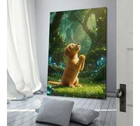 QBIREX Golden Retriever en un Bosque Encantado, obra de arte para paredes del hogar, sala de estar, dormitorio, arte de pared 3D, 50 x 75 cm