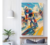 QBIREX Ilustración de carrera ciclista, lienzo de pared para dormitorio, decoración rústica de baño, 30 x 45 cm