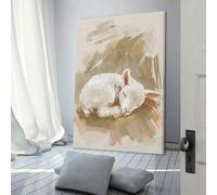 QBIREX Ilustración de un corderito durmiendo en la habitación de un niño. Arte mural para sala de estar y baño. 60 x 90 cm.
