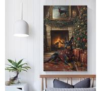 QBIREX Imágenes de pueblo de Navidad encantado para paredes de dormitorio, obras de arte de animales, decoración de sala de estar y baño, 30 x 45 cm