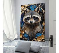 QBIREX Impresión artística de mapache Kintsugi para pared, para sala de estar, dormitorio, lienzo de 60 x 90 cm