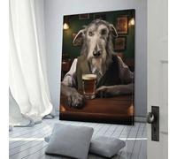 QBIREX Impresión de pared de Deerhound in The Bar para sala de estar, ideal como regalo, baño, hogar, cocina, oficina, decoración de pared de 60 x 90 cm.
