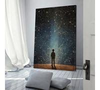 QBIREX Impresiones de pared con silueta bajo el cielo estrellado para sala de estar, regalos, baño, hogar, cocina, oficina, decoración de pared de salón, 60 x 90 cm