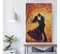 QBIREX Impresiones de pared Primer amor en otoño para sala de estar, dormitorio, lienzo de 50 x 75 cm