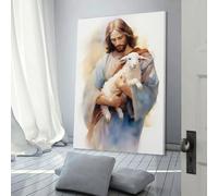 QBIREX Jesucristo, el Buen Pastor, obra de arte para paredes del hogar, dormitorio, oficina, baño, decoración, lienzo, 40 x 60 cm