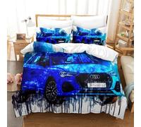 QBIREX Juego de funda de edredón de 3 piezas, diseño de coche deportivo 3D, funda de edredón estampada de microfibra suave con fundas de almohada, tamaño king (220 x 240 cm)