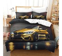 QBIREX Juego de funda de edredón y funda de almohada con estampado de coche deportivo 3D, funda de edredón y funda de almohada, juego de 3 piezas, tamaño king (220 x 240 cm)