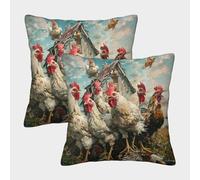 QBIREX Juego de Fundas de Almohada con diseño de Gallo, Calidad hotelera, para decoración navideña del hogar, 40 x 40 cm