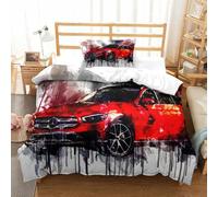QBIREX Juego de ropa de cama con estampado 3D de coche deportivo, ropa de cama infantil, funda de edredón de microfibra suave con fundas de almohada, juego de cama de 3 piezas, cama individual (135 x