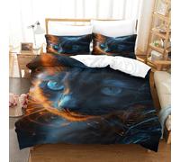 QBIREX Katzen-3D-Bettbezug-Set für Jungen, Bettwäsche-Set, trendiger Stil, Tagesdecke, Schlafzimmer-Bettwäsche, 3-teilig, Halloween-Geschenke, Kingsize (220 x 240 cm)