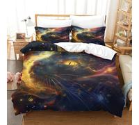 QBIREX Katzen-Bettwäsche-Set, Kinder-Bettbezug mit Kissenbezügen für Jungen, Halloween-Geschenk, Bettbezug, 3-teilig, Steppdecke mit Reißverschluss, Kingsize (220 x 240 cm)