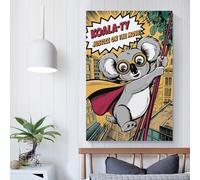 QBIREX Koala - Superhéroe - Arte de cómic para pared, sala de estar, dormitorio, 3D, 50 x 75 cm