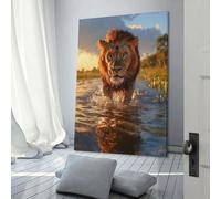 QBIREX León caminando sobre el agua, decoración de pared para sala de estar, dormitorio, decoración de pared, 50 x 75 cm