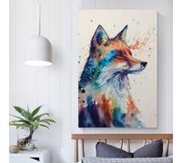 QBIREX Lienzo con diseño de cabeza de zorro para pared, ideal para sala de estar, dormitorio, cocina, pasillo, escaleras, 40 x 60 cm