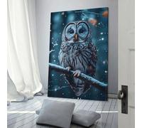 QBIREX Lienzo con retrato de búho nival para decoración de pared, listo para colgar, para baño, inodoro, 40 x 60 cm