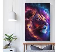 QBIREX Lienzo de pared moderno con diseño de león de estrella, para habitación de niños, oficina, lugar de trabajo, hogar, decoración de pared, fácil de colgar, 20 x 30 cm