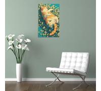 QBIREX - Lienzo decorativo (50 x 75 cm), diseño de gato, color naranja