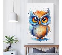 QBIREX Lienzo decorativo con diseño de búho de bebé para decoración de pared, póster para la oficina y el hogar, decoración de pared, colorido, moderno y colorido, fácil de colgar, 40 x 60 cm
