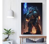 QBIREX Lienzo decorativo con diseño de gato guardián espacial, moderno cuadro de pared para habitación de niños, oficina, lugar de trabajo, hogar, decoración de pared, estirado, fácil de colgar, 20 x
