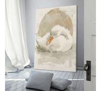 QBIREX Lienzo decorativo con ilustración de cisne durmiendo para dormitorio de adolescentes, niñas y mujeres, ideal para sala de estar, pasillo, 40 x 60 cm.