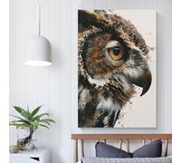 QBIREX Lienzo decorativo de acuarela con diseño de búho para dormitorio, baño rústico, 40 x 60 cm