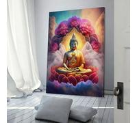 QBIREX Lienzo decorativo de Buda con imagen de meditación, espíritu, yoga, habitación, cuarto de baño, decoración de fiesta de cumpleaños, 30 x 45 cm
