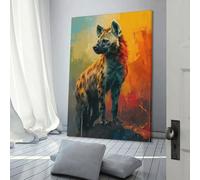 QBIREX Lienzo decorativo de la Hiena Loca para sala de estar, listo para colgar, 40 x 60 cm