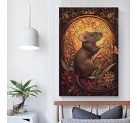 QBIREX Lienzo decorativo de rata para pared, listo para colgar, para baño, inodoro, 30 x 45 cm