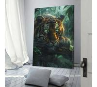 QBIREX Lienzo decorativo de tigre tropical de la selva tropical, arte de pared, juego de arte de pared, decoración del hogar, decoración del hogar, póster de boda, decoración del hogar, 20 x 30 cm
