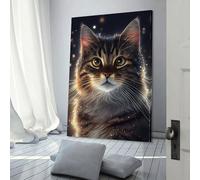 QBIREX Lienzo decorativo para pared con iluminación de gato, para decoración de pared, póster para oficina y hogar, decoración de pared, colorido, moderno y colorido, fácil de colgar, 30 x 45 cm