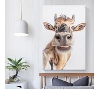 QBIREX Lienzo decorativo para pared con selfie de ñu en primer plano, listo para colgar, para baño, inodoro, 50 x 75 cm