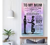 QBIREX Lienzo decorativo para pared con texto en inglés "Son To Mom To My Mom" (20 x 30 cm)