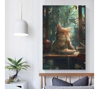 QBIREX Lienzo decorativo para pared para decoración del hogar, lindos fideos de gato, espaguetis, cuadros de pizarra y obras de arte, óleo, decoración, impresiones fotográficas artísticas, 30 x 45 cm