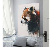 QBIREX Lienzo personalizado con diseño de panda rojo para adolescentes, decoración de pared para habitación de niños, 20 x 30 cm
