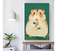 QBIREX Lindo ratón adulto baño animal pintura al óleo sobre lienzo kit de pintura lienzo divertido decoración de habitación regalos de cumpleaños para mujeres 30 x 45 cm