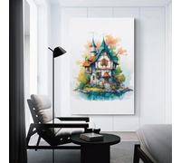 QBIREX Lindos cuadros de conejos domésticos, obras de arte para sala de estar, regalo, lienzo, arte de pared, decoración nórdica del hogar, listo para colgar, carteles e impresiones, 20 x 30 cm