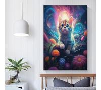 QBIREX Lindos cuadros de gato obras de arte para sala de estar regalo lienzo arte de pared decoración nórdica del hogar listo para colgar carteles e impresiones, 20 x 30 cm