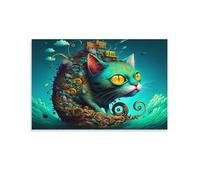 QBIREX Lindos cuadros de pared de gato para dormitorio, pintura sobre lienzo, obras de arte coloridas, decoración del hogar para sala de estar, listo para colgar, carteles e impresiones, 50 x 75 cm