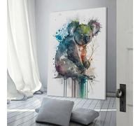 QBIREX Lindos cuadros de pared de koalas para dormitorio, pinturas sobre lienzo, obras de arte coloridas, decoración del hogar para sala de estar, listo para colgar, carteles e impresiones, 50 x 75 cm
