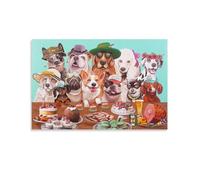 QBIREX Lindos cuadros de pared de perro para dormitorio, pintura sobre lienzo, obras de arte coloridas, decoración del hogar para sala de estar, listo para colgar, carteles e impresiones, 30 x 45 cm