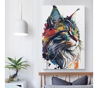 QBIREX Maine-Coon Cat Pop Art Cuadro Moderno para Adultos y Niños Pintura al óleo sobre Lienzo Arte de Pared Decoración Regalo 40x60cm