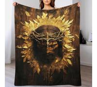 QBIREX Manta con Estampado 3D de Jesucristo con Corona de Espinas, sofá o Cualquier Otra ocasión. Manta de Felpa para Adultos, Ideal para Todas Las Estaciones, 127 x 152 cm.