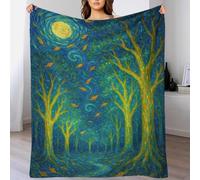 QBIREX Manta con foto personalizada de bosque encantado bajo un cielo remolino, tamaño King, manta para hermana al aire libre, 70 x 80 pulgadas (180 x 200 cm)