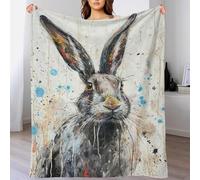 QBIREX Manta de cama de liebre salpicada, manta doble de microfibra individual para silla de hombre, 127 x 152 cm
