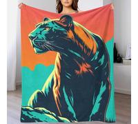 QBIREX Manta de Felpa con Estampado 3D de Retrato de Pantera Colorida, Ideal para sofá, Ideal para Todas Las Estaciones, para Adultos, 180 x 200 cm (70 x 80 Pulgadas).