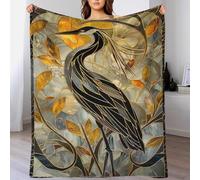 QBIREX Manta de Forro Polar 3D con diseño de Garza Kintsugi, cálida y acogedora Manta de Franela para Invierno, Supersuave para climas fríos, 180 x 200 cm