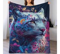 QBIREX Manta de forro polar colorida con estampado de leopardo de nieve, suave, personalizable, para viajes, para amantes, esposos, mujeres y hombres, 100 x 130 cm
